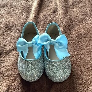 Light Blue Glitter Bow Baby Mary Jane Shoes